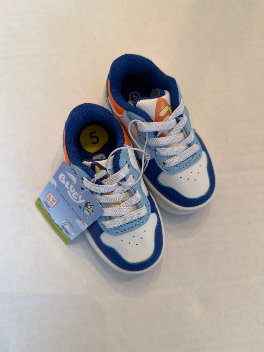 Kids Blue & White Lace-Up Sneakers with Orange Accents NWT Toddler 5